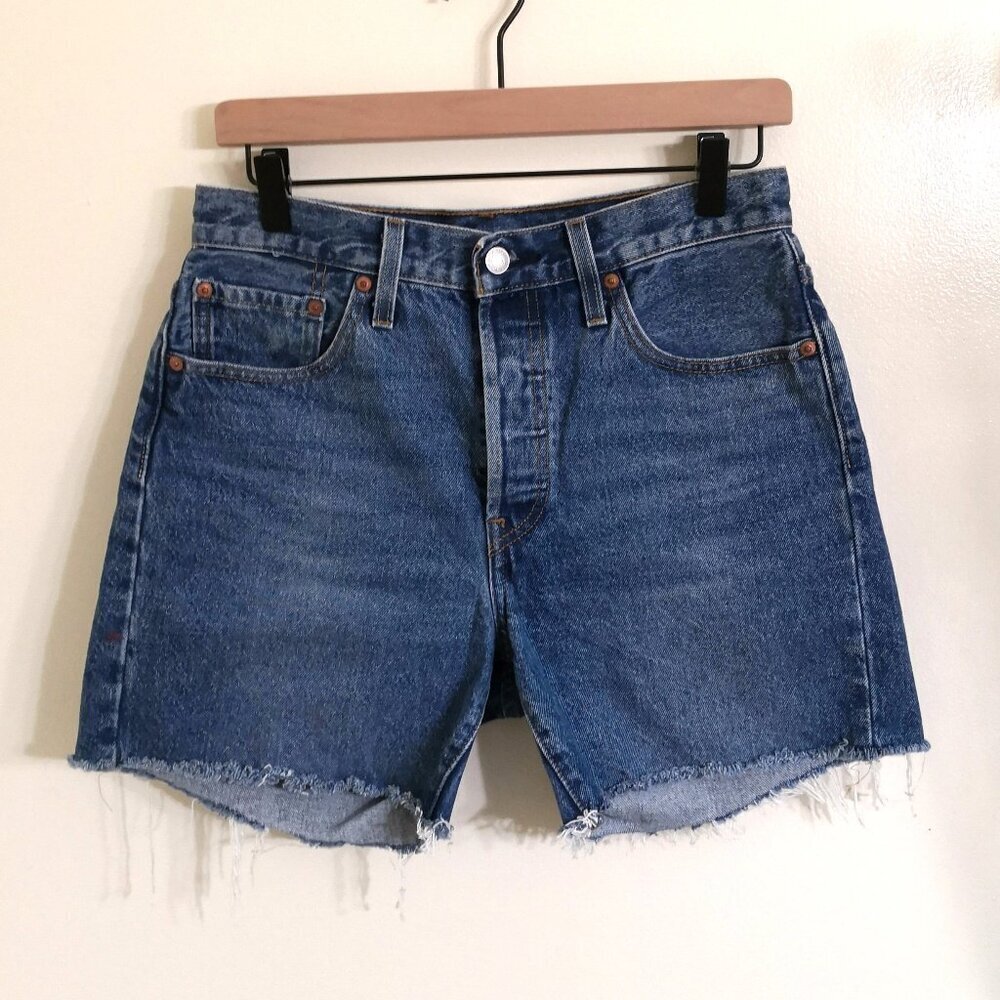 Levi's 501 Original High Rise  Cutoff Denim Shorts Medium Wash Size W28‎